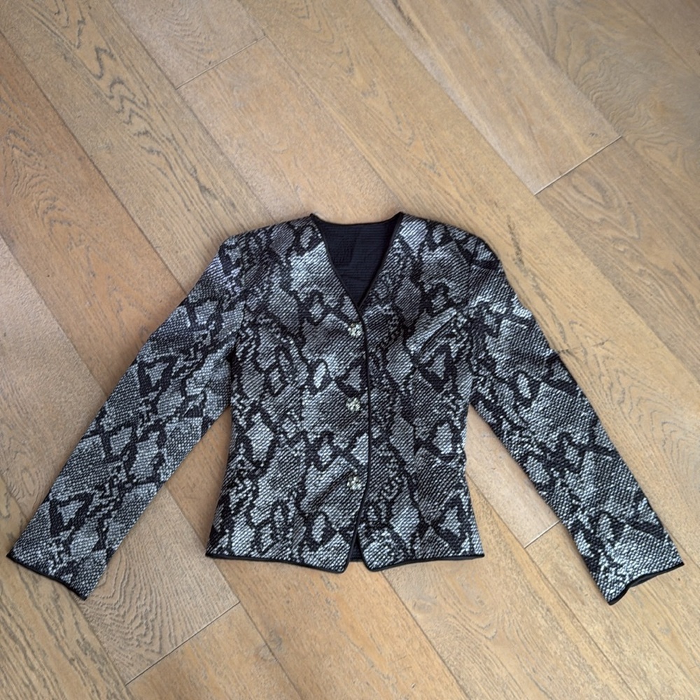 1990 Python Snake Skin Silk Quilted Rhinestone Bu… - image 6